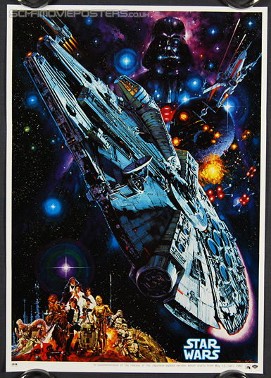Star Wars (1977) Re-release Dubbed Version 1982 -Original Japanese Hansai B2 Movie Poster